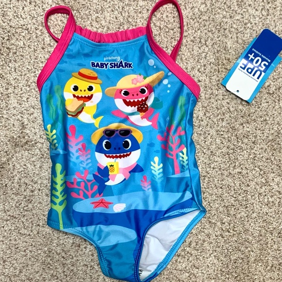 NWT Baby Shark Swimsuit 24 mo for Baby or Toddler, Baby Shark Girls Swim Suit - Picture 1 of 3